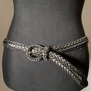 Vintage Braided Black Leather Belt